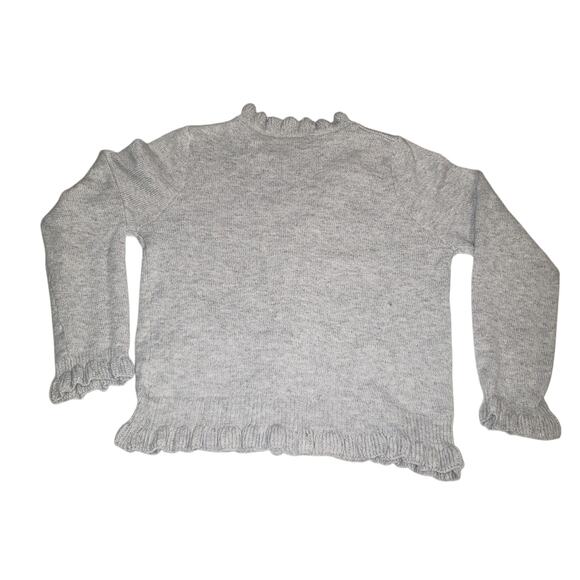 Vintage Gray Acrylic Cardigan Womens Medium Shank Buttons Ruffle Trim - Picture 4 of 8